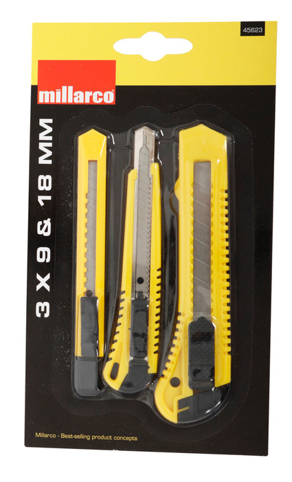 Kniv 3-pack 9/18 mm Millarco